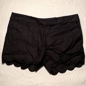 J. Crew Black Linen Scalloped Shorts - Size 6